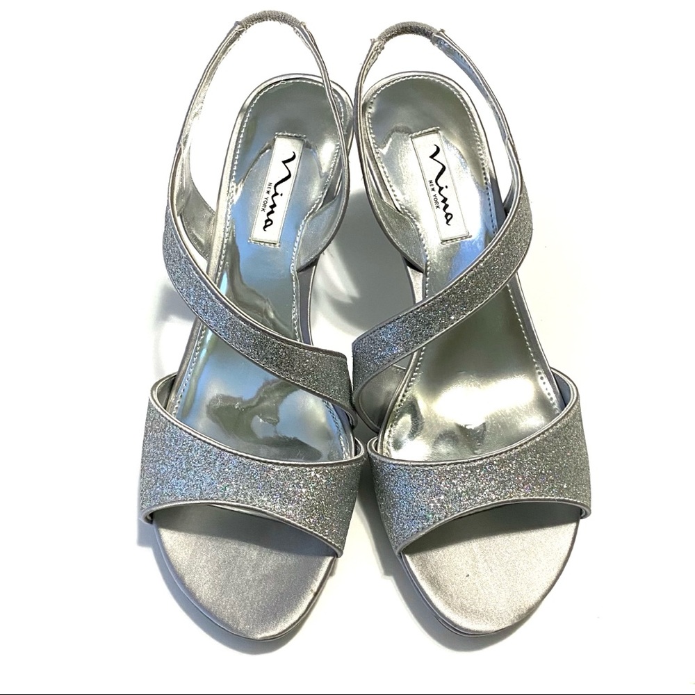 Nina | Newark Evening Shoes - Silver Baby Glitter